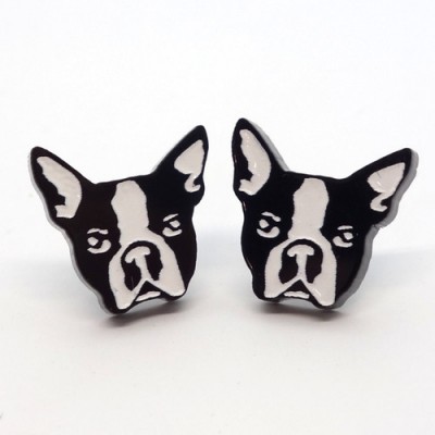 Boucles d'oreilles Lili POP- Chien Boston Terrier